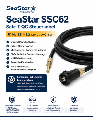 SeaStar SSC62 Safe-T QC Steuerkabel – verschiedene Längen